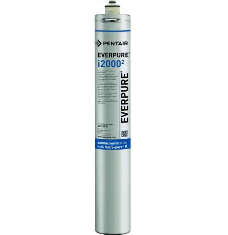 i2000 replacement water filter cartridge for Everpure Insurice filtration systems, which are specifically designed for ice applications / machines. The Filter has a  lifetime of up to 34,068 litres or 6 months, which ever comes first. The Typical max cuber size of  275kg per day The cartridge is Self-contained scale inhibitor feed keeps ice machines functioning at full capacity