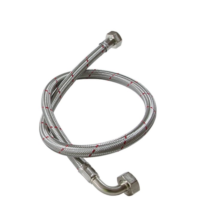 FESU0216 BRAIDED HOSE 10mm 1/2" F Straight Swivel x 1/2" Elbow Swivel 1500mm