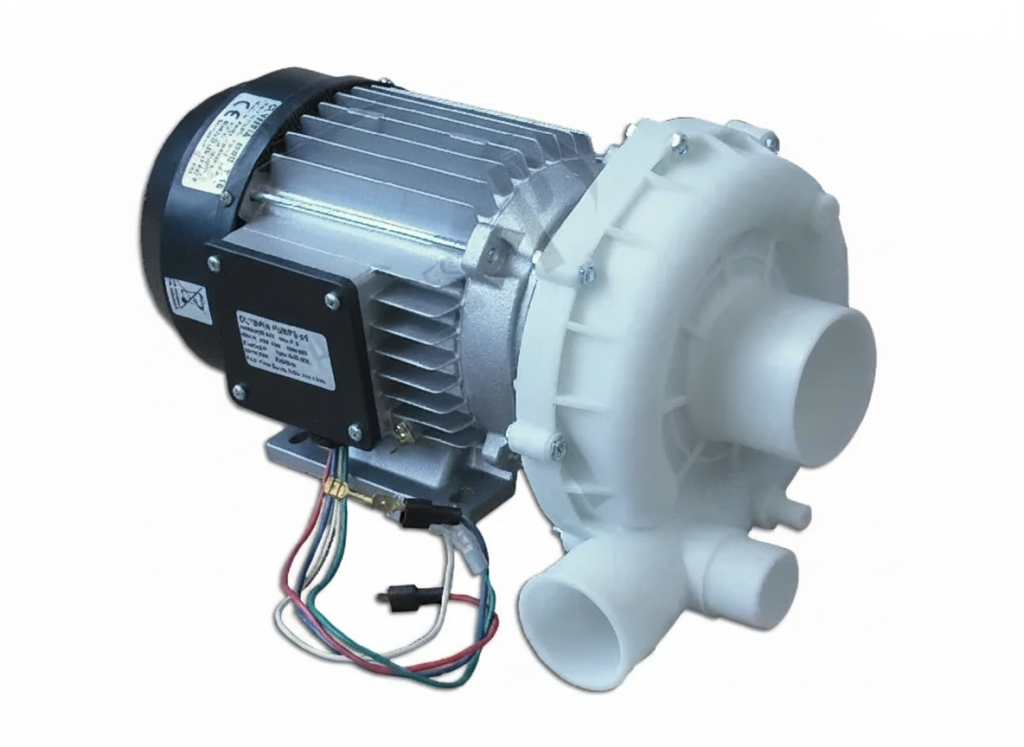 Wash pump 1 phase 1100W 230V 50/60Hz Olympia suction Øext 60 mm, outlet Øext 50/30 mm