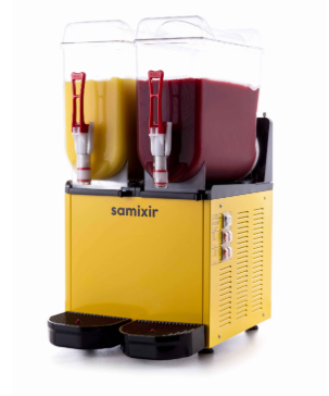 SLUSH24.Y-SAM SAMIXIR 12+12 L SLUSH TWIN COLD AND FROSTY BEVERAGE DISPENSER YELLOW